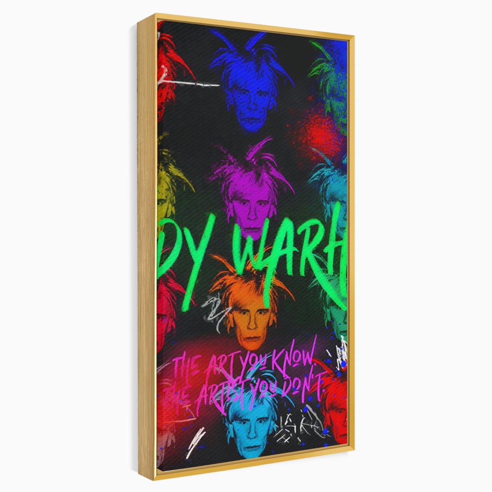 Tablou canvas cu tablou canvas cu portrete pop art andy warhol, in rama de aluminiu auriu